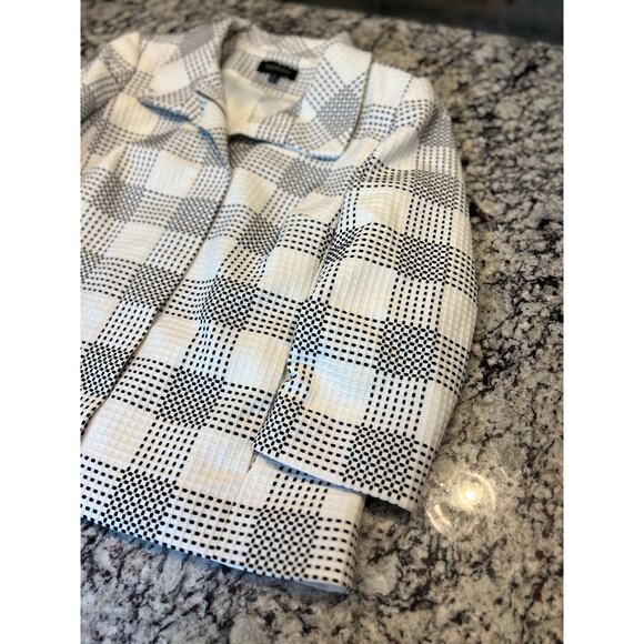 Talbots women’s jacket size 12 zip blazer coat black and white - Picture 6 of 15